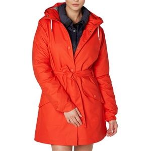 M - Like New Helly Hansen Orange Rain Jacket w/buttons and belt